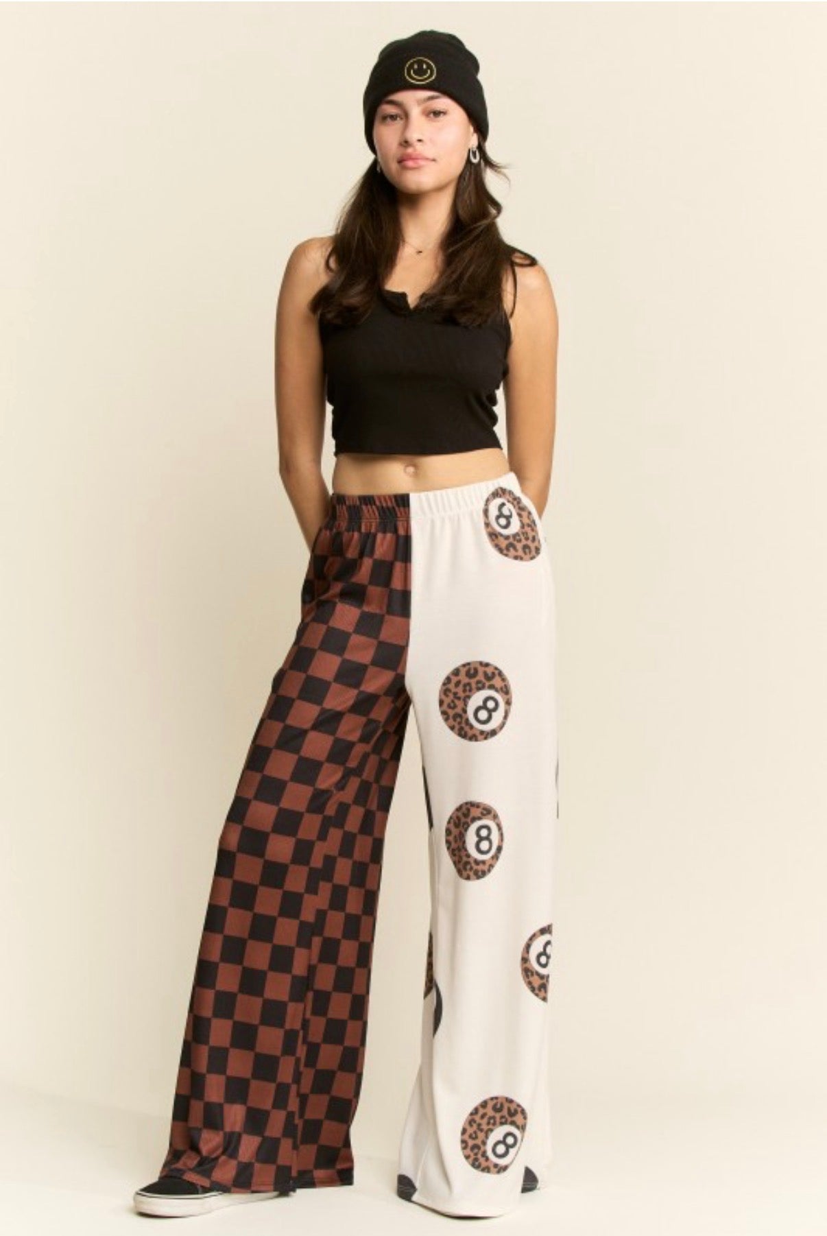 *Plus Size* Two-Tone Checkered & 8 ball Pants