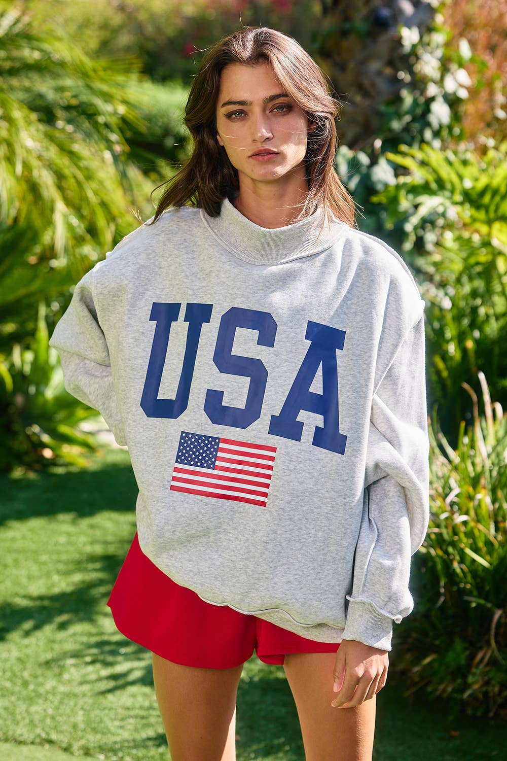Reversible USA/AMERICA Mockneck Crew