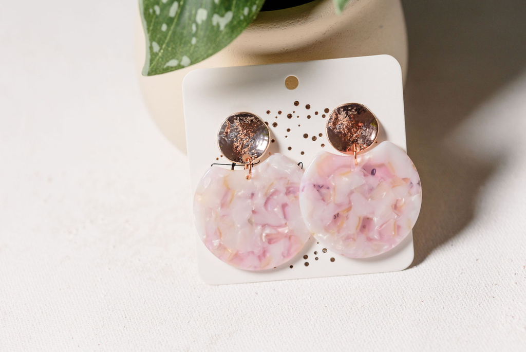 ‘Pink Rose’ Acrylic Statement Earrings