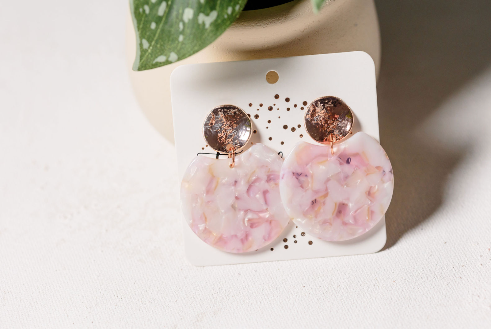 ‘Pink Rose’ Acrylic Statement Earrings