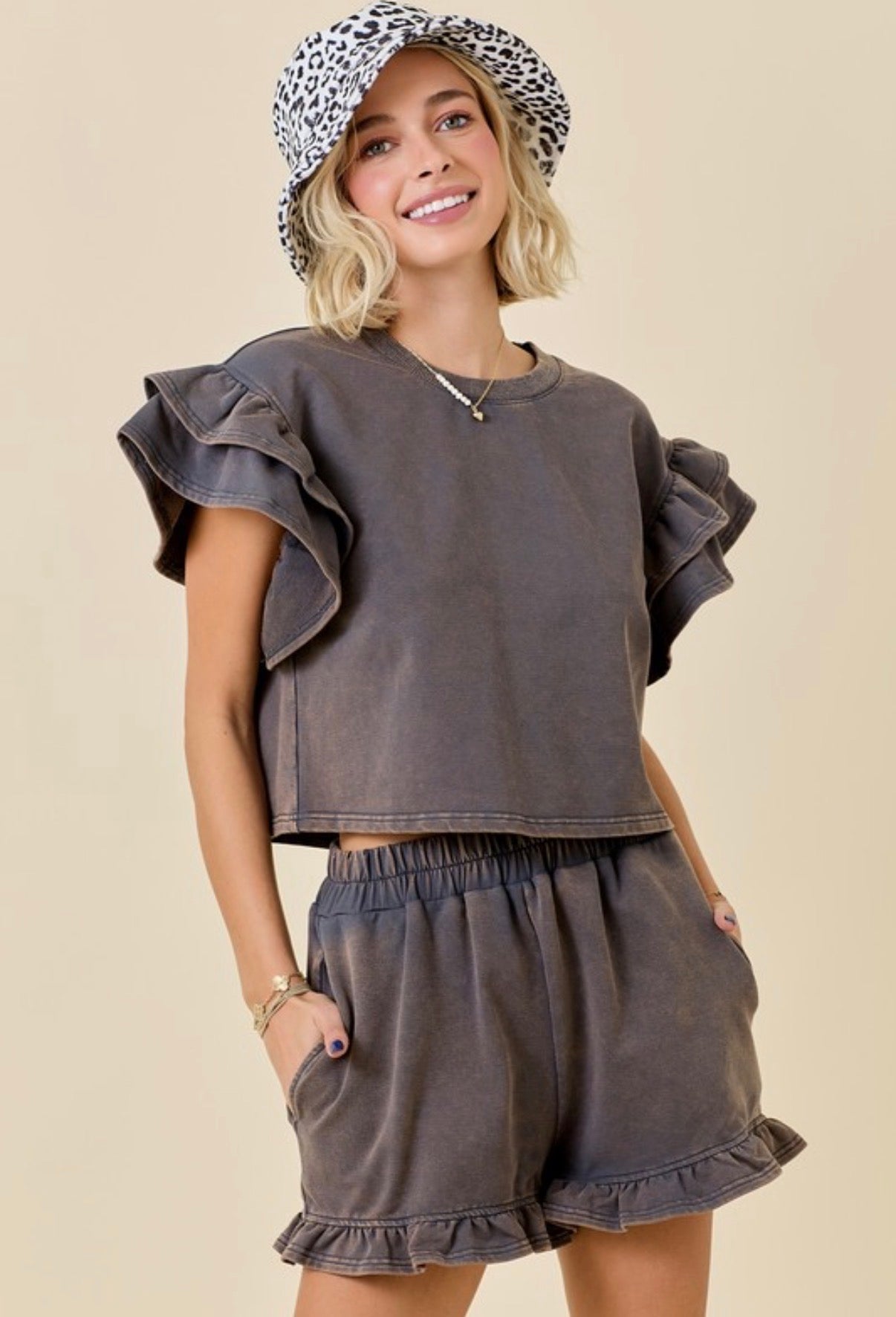 Ruffle Sleeve Lounge Set