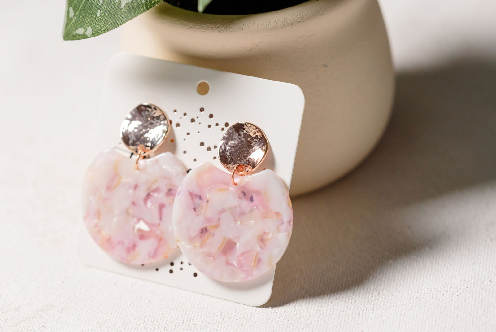 ‘Pink Rose’ Acrylic Statement Earrings