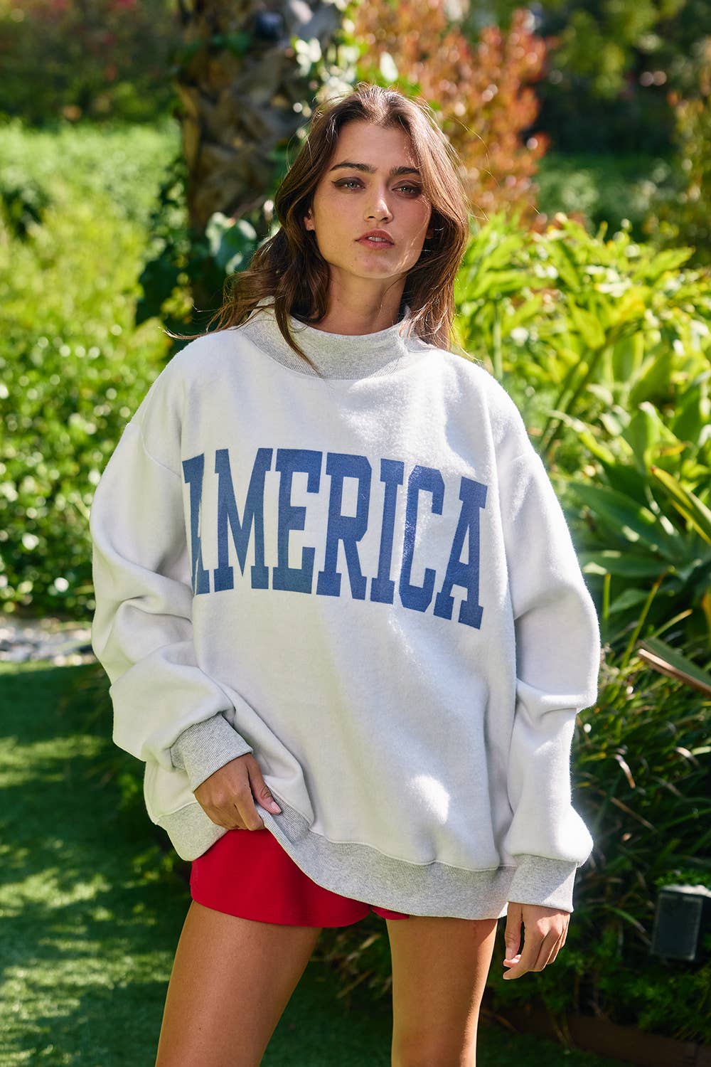 Reversible USA/AMERICA Mockneck Crew