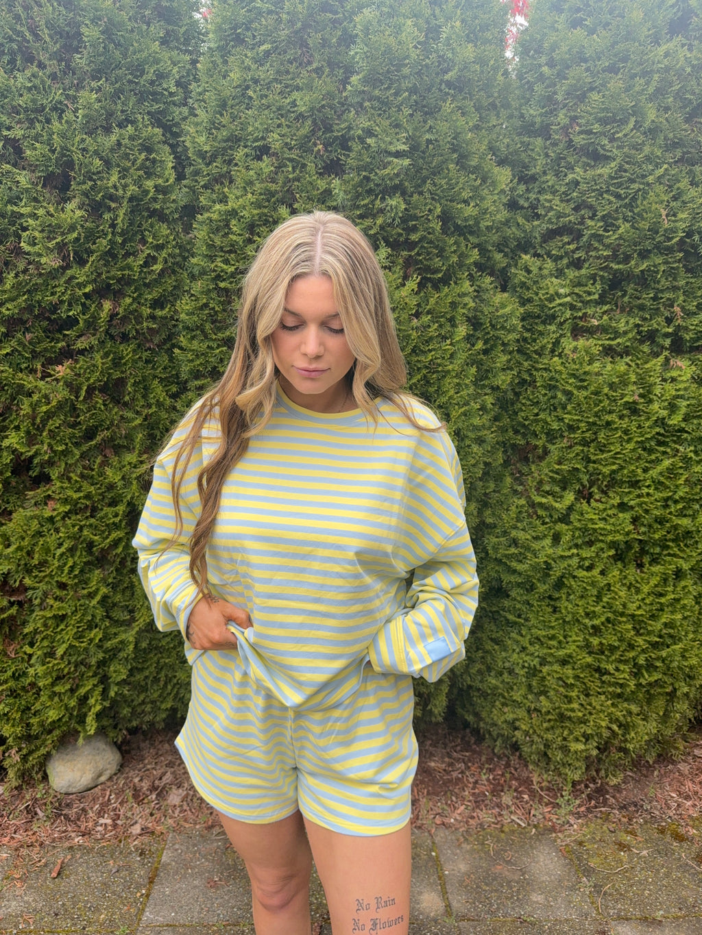 Blue + Yellow Striped Lounge Set
