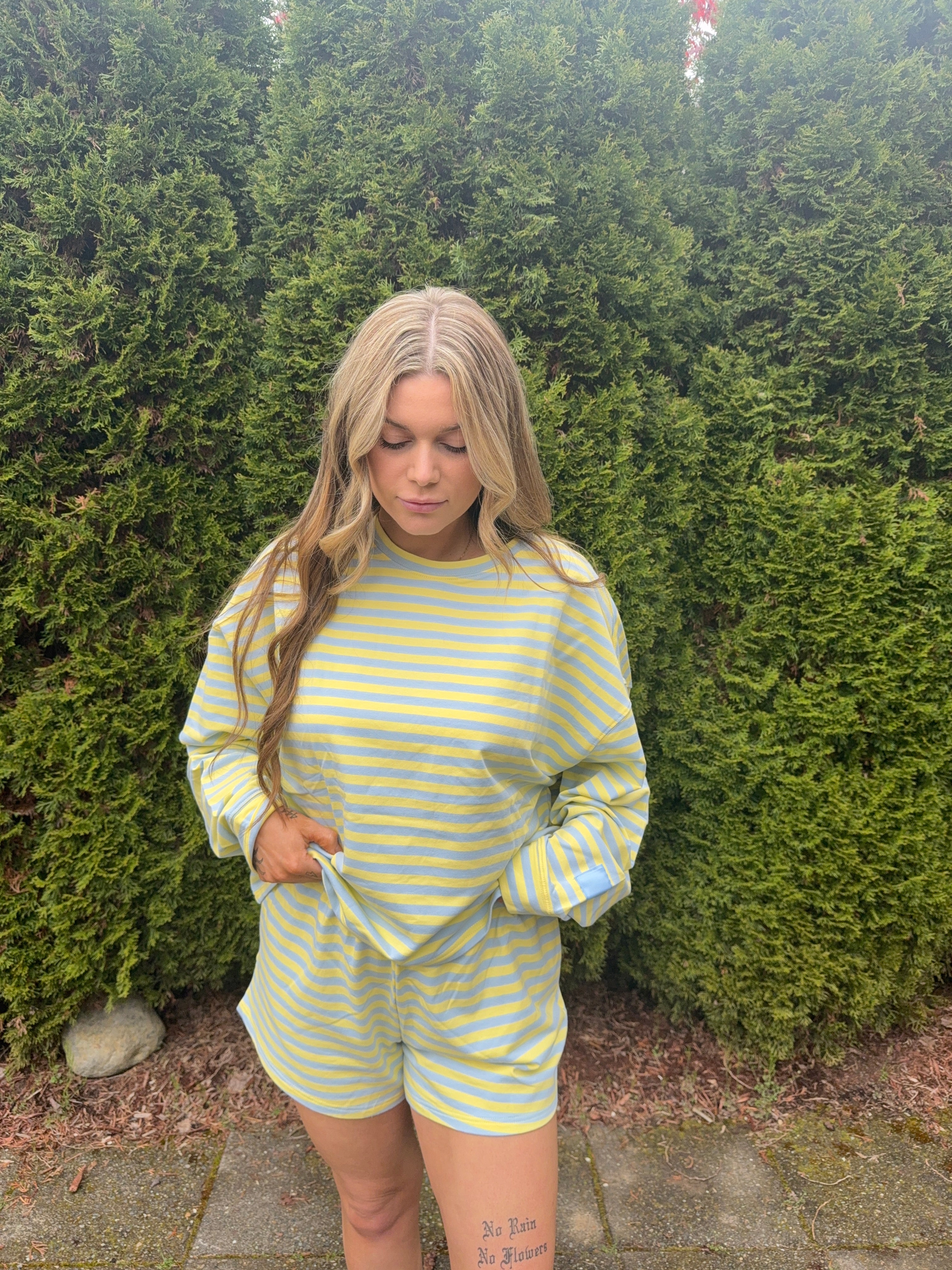 Blue + Yellow Striped Lounge Set