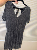 Acid Wash Grey/Black Tie-Back Romper