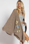 ‘EVIL EYE’ Kimono Cardigan in Mocha