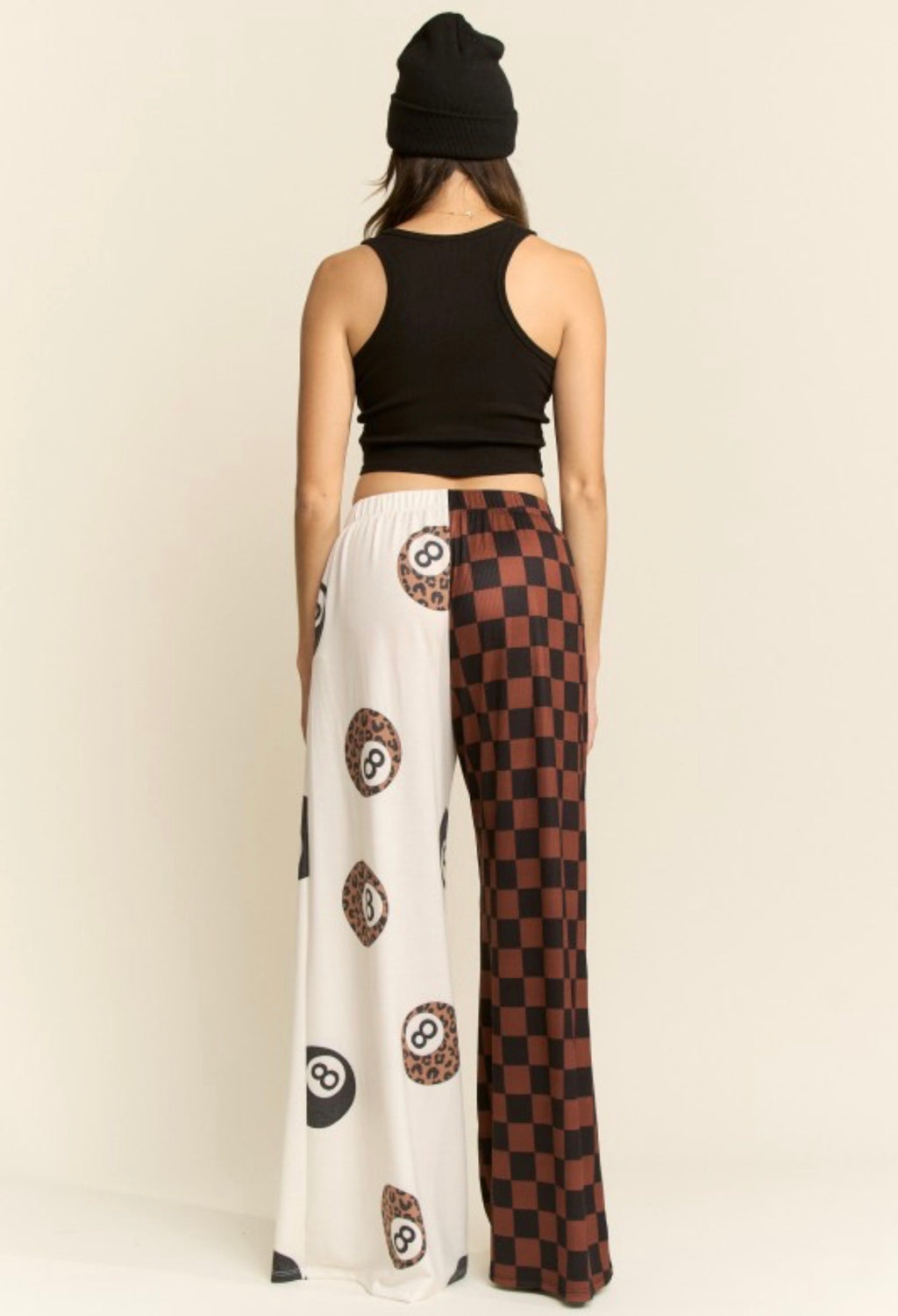 *Plus Size* Two-Tone Checkered & 8 ball Pants
