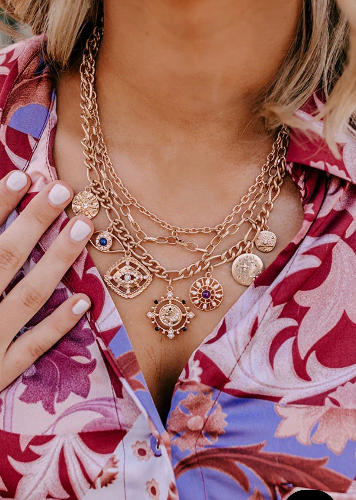 Good Vibes Gold Charm Necklace