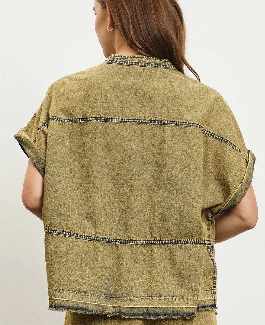 Boho Acid Wash/Denim Top