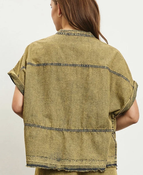 Boho Acid Wash/Denim Top