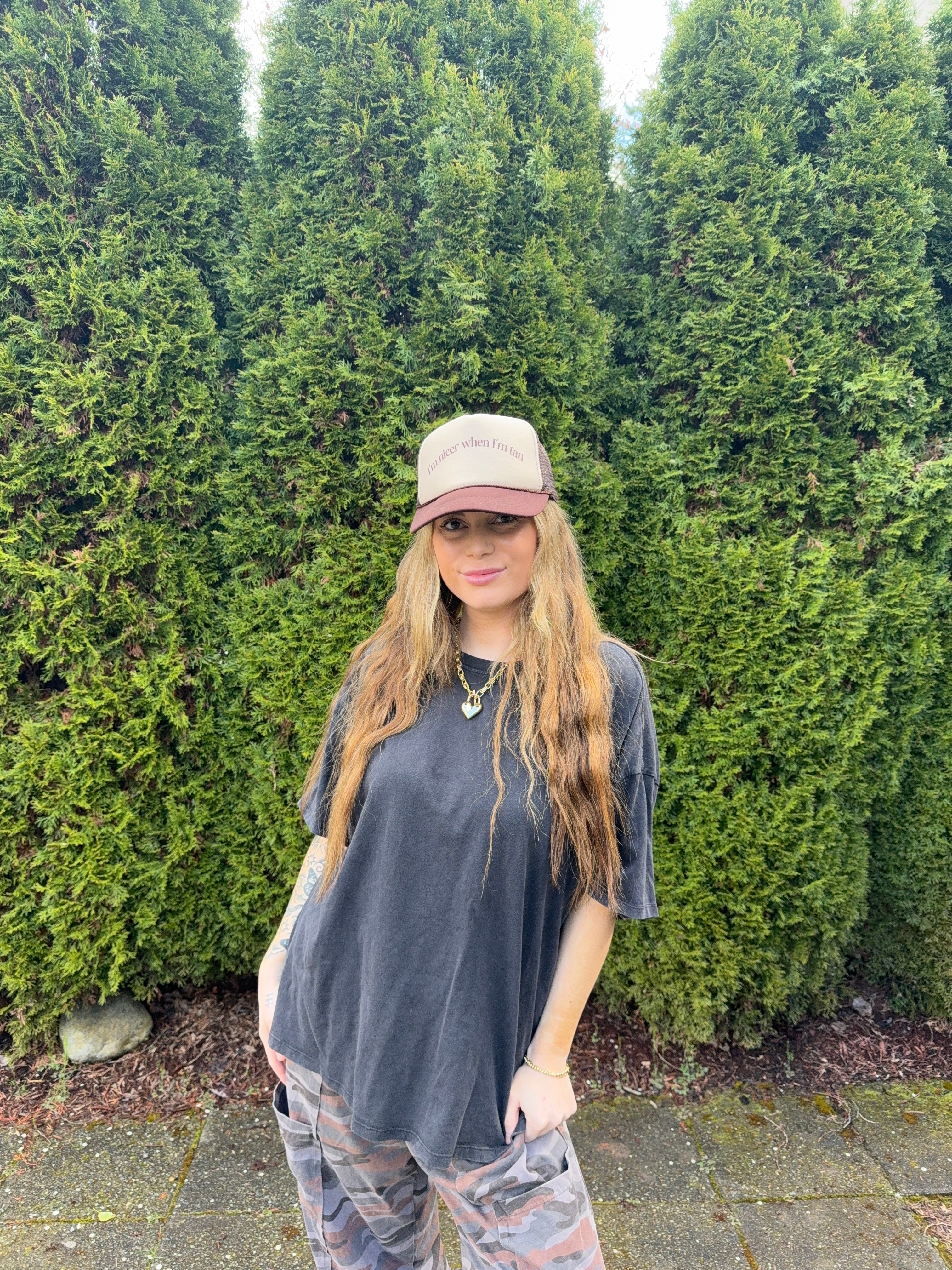 I’m nicer when I’m tan Trucker hat