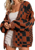 Black + Brown Checkered Cardigan