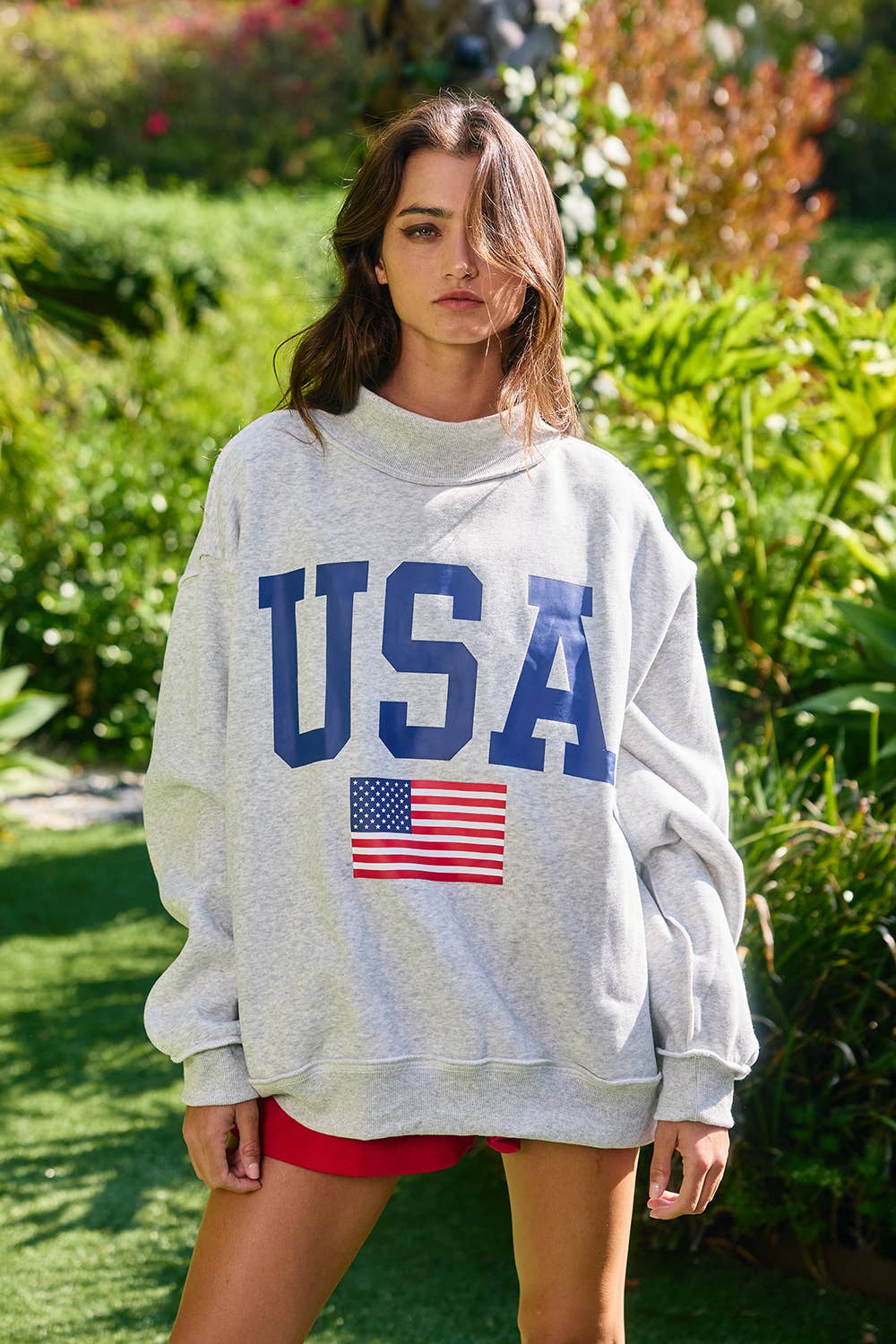 Reversible USA/AMERICA Mockneck Crew
