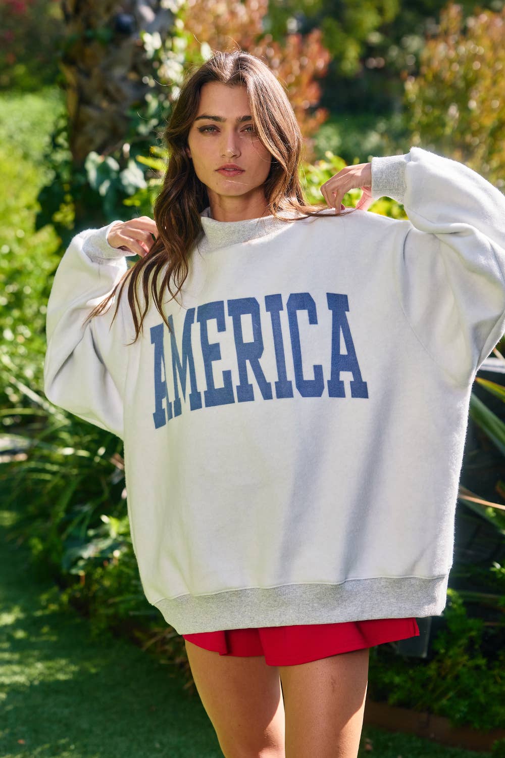 Reversible USA/AMERICA Mockneck Crew