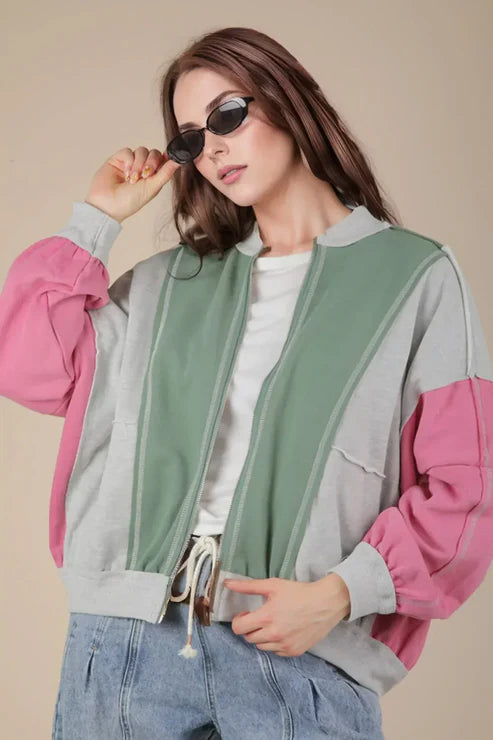 Colorblock Bomber Jacket