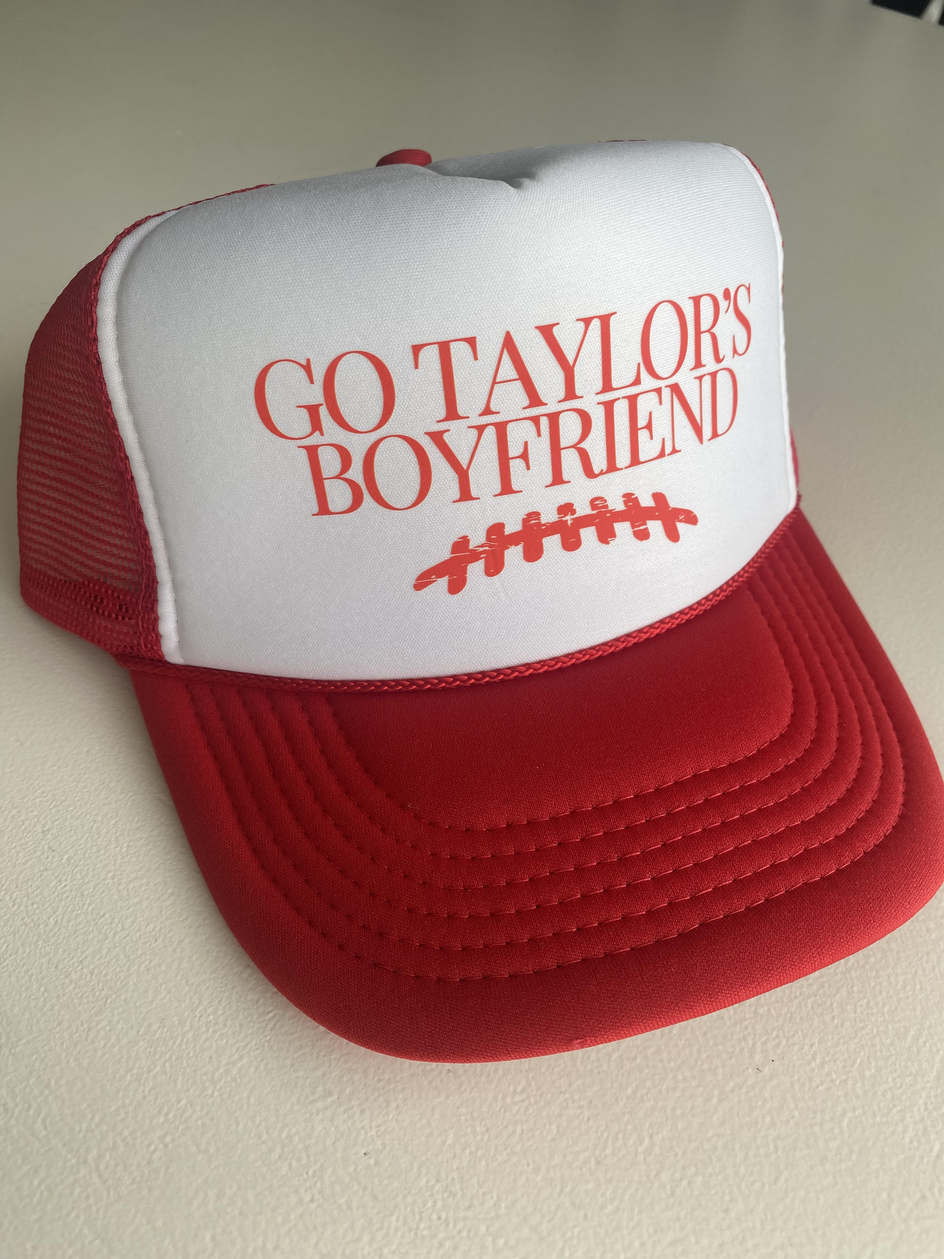 'Go Taylor's Boyfriend' Red/White Trucker Hat